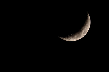 Nice mystical half moon on dark night sky background - obrazy, fototapety, plakaty