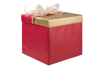 box for gifts, beautiful design, box closed with lid, isolated on white background