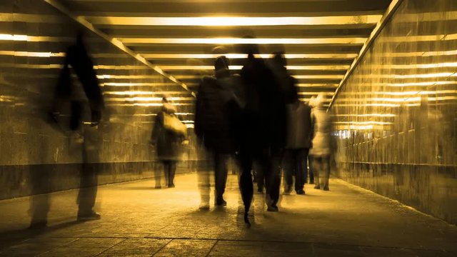 the movement of people at the pedestrian underpass of crossing roads
