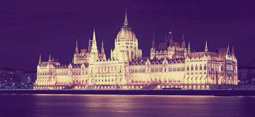 Illuminated Hungary parliament