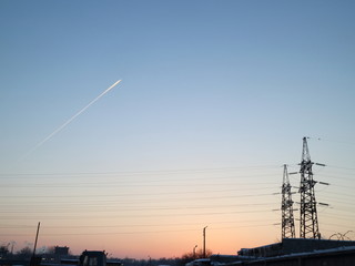 industrial zone of plants, electrical wires