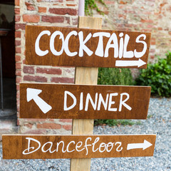 Signboard direction wedding
