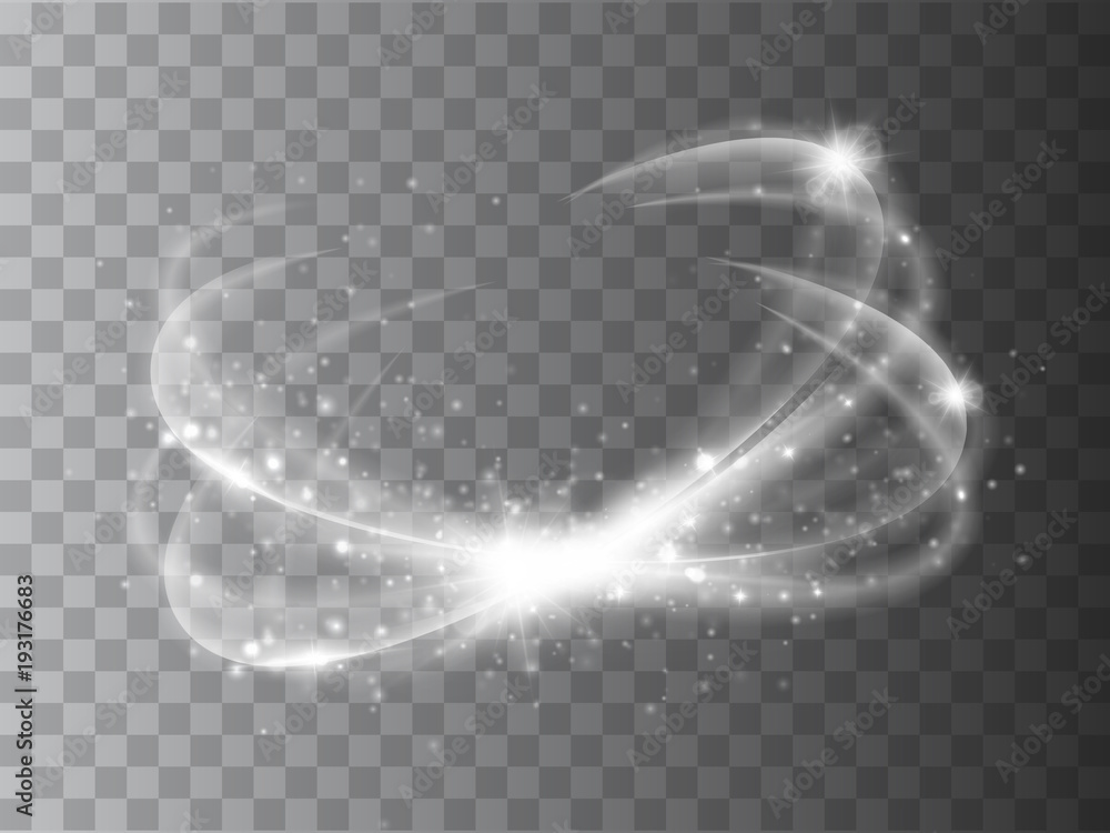 Poster Magic circle isolated on transparent backgroun. Shine round light effect.