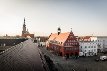 Rathaus der Stadt Greifswald von oben