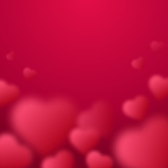 Valentines day vector illustration. Red blurred hearts isolated