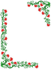 Floral frame in green and red hues