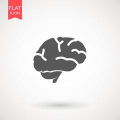 Brain icon flat isolated on white background. vector illustration. Human organ symbol