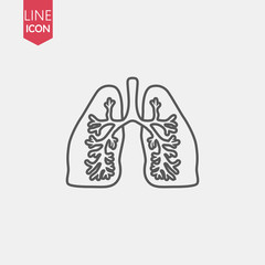 Lungs Line Icon isolated on white background. vector illustration. Human organ symbol