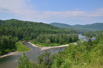 FORET ET RIVIÈRE A SAUMON QUEBEC GASPÉSIE CANADA  