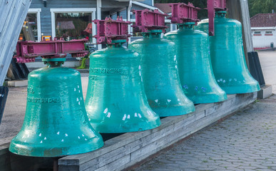 VASKIKELLO, FINLAND - AUGUST 17, 2017: Collection of church bells from different countries of the world