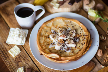 breakfast pancakes and coffee