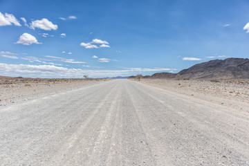 gravel road in the desert of Namibia.