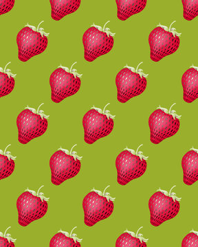 Seamless pattern with strawberries. Harvest time. A delicious sweet dessert.