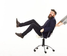 Businessman having fun taking break in the office at work