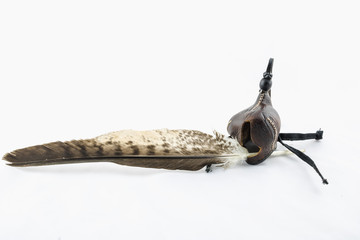 Cap falconry feather eagle white background