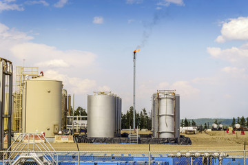 Small oil refinery next to Grande Prairie, Alberta, Canada