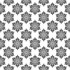 Black floral seamless pattern on white background