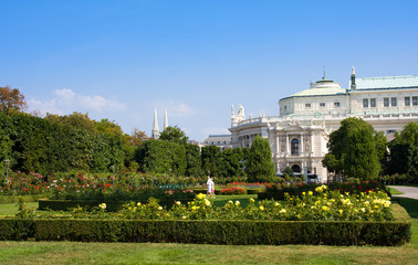 Volksgarten park in Vienna, Austria on sunny day