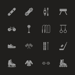 Obraz premium Sport icons - Gray symbol on black background. Simple illustration. Flat Vector Icon.