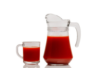 tomato juice, jug, glass Cup
