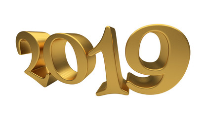 Greeting Card Design Template Gold 2019 Lettering Isolated