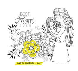 happy mothers day lifting a daughter vector illustration design