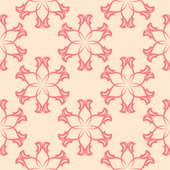 Red floral seamless design on beige background