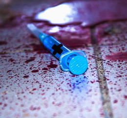 Addiction to the needle is a high risk (drugs, syringe, concept, treatment)