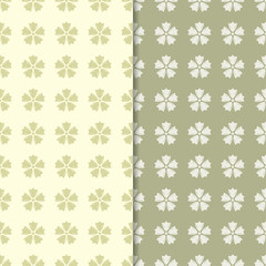 Fototapeta premium Olive green floral backgrounds. Set of seamless patterns