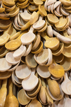 soup spoon or tablespoon made of wood