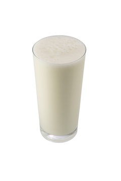 Indian traditional yogurt milk shake lassi or smoothie plain salty isolated on white background