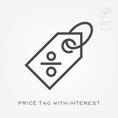 Line icon price tag with interest