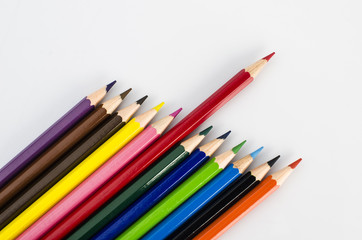 colored pencils and white background