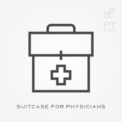 Line icon suitcase for physicians