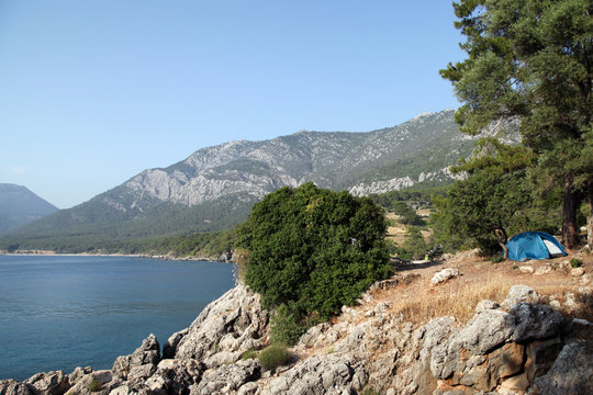 a tent camp near the Korsan Cove and Karaoz beach in Kumluca, Antalya