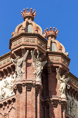 Close-up of Arc de Triomf in Barcelona, Spain