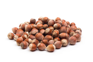 Hazelnuts. Food background, photo wallpaper.