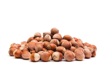 Hazelnuts. Food background, photo wallpaper.