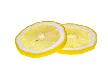 top view slice lemons isolated on white