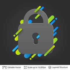 Black badge lock shaped sticker.