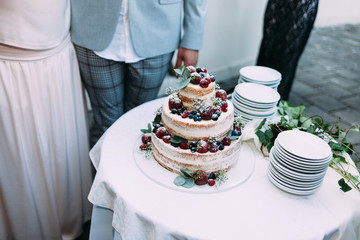 Close-up beautiful wedding cake