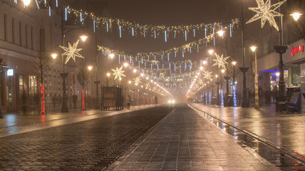 City of Lodzi in Poland, Piotrkowska Street by night © Michal