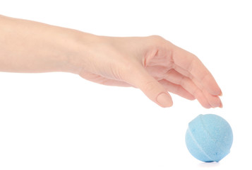 Blue bomb for bath in hand