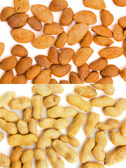 Healthy organic food concept. Nuts close up. Top view