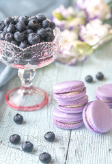 Macarons with fresh blueberries