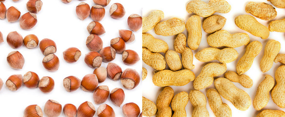 Healthy organic food concept. Nuts close up. Top view