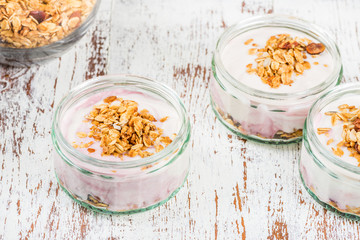  Yogurt with Homemade Granola in Glass Jars