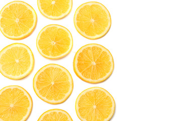 Fototapeta na wymiar healthy food. sliced lemon isolated on white background top view