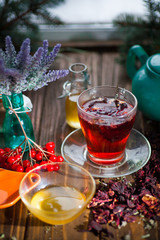 Hibiscus tea from rose carcade herbal herbal tea with rose hips and kalina diuretic and cleansing stomach rejuvenating organism