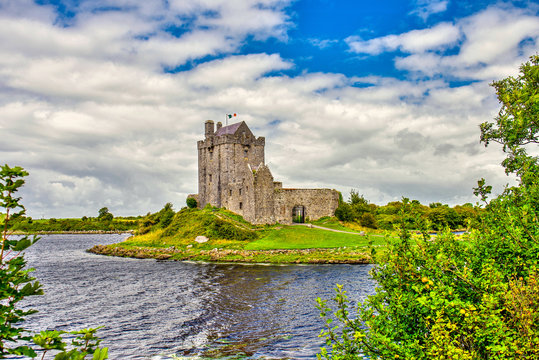 Hdr processing. Landscape of Dunguaire Castle in County Galway, Ireland, Uk.